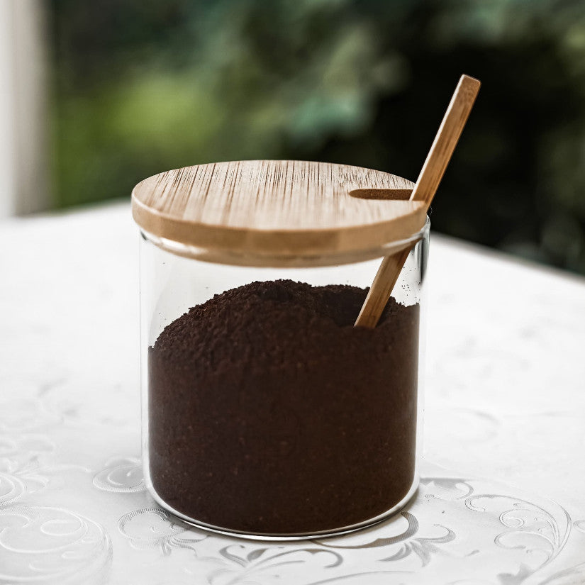Gewürzgläser mit Holzplatte 4-teiliges Set