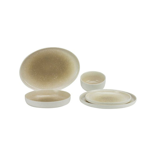 Nice Geschirrset 25-teilig Weiß / Beige